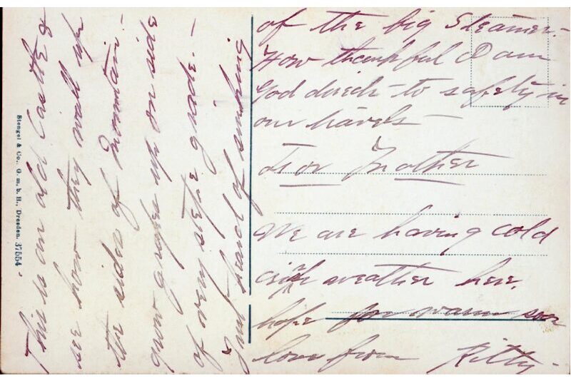 A postcard from Catherine Hershey to her mother mourns the loss of people on the Titanic.