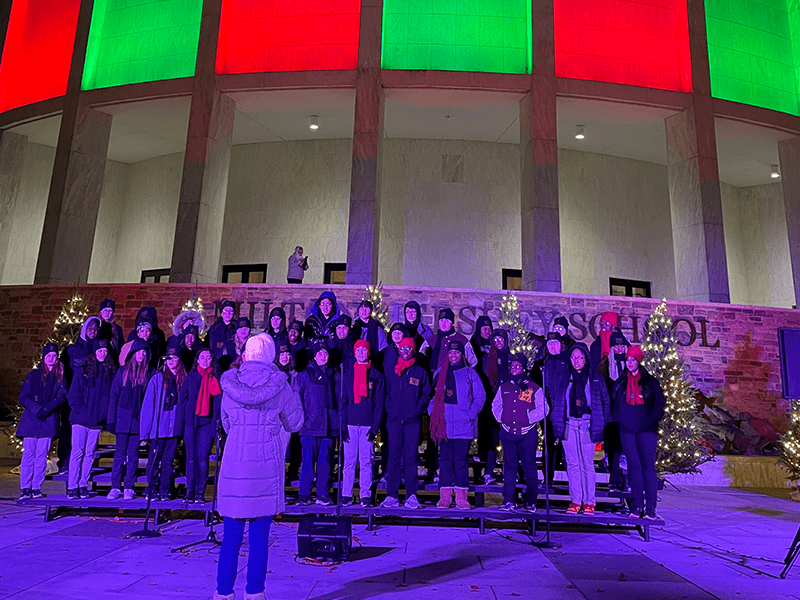 Milton Hershey School students perform in front of Founders Hall.