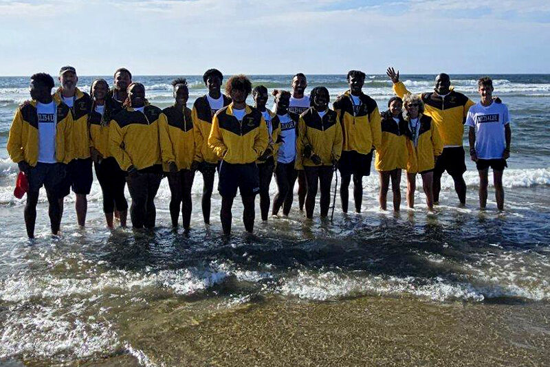 Milton Hershey School students visit the Pacific Ocean during their trip to Oregon for the Junior Olympics.