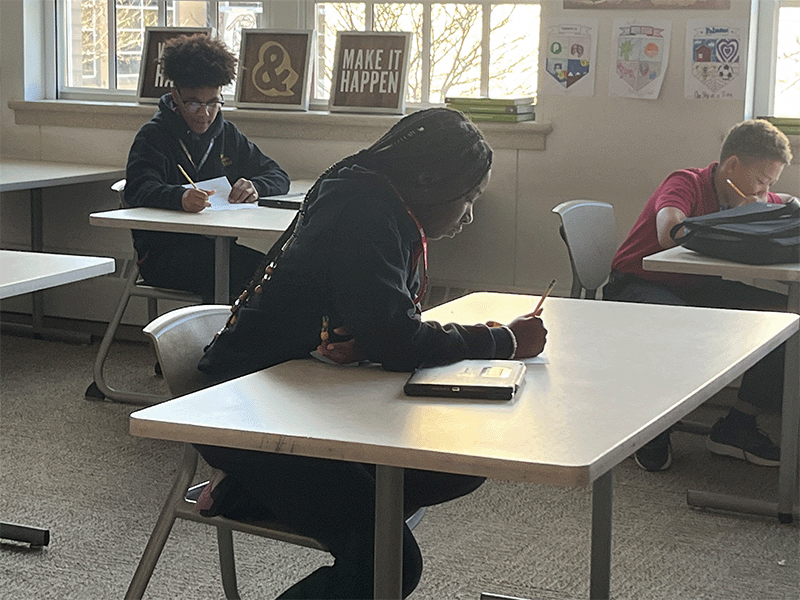 Milton Hershey School student takes the first-ever voting test. 