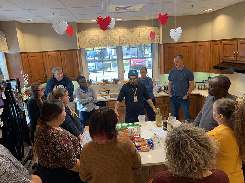 Houseparents at Milton Hershey School learn how to cook for a student home with 12 students.