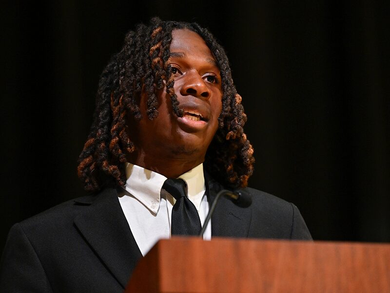 Rising senior Mehki Connelly spoke at eighth grade promotion ceremony