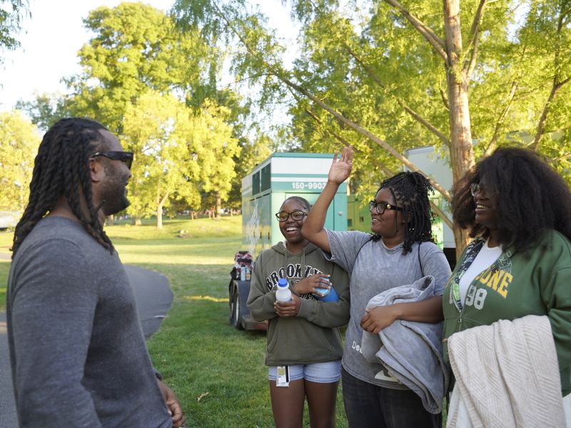 Milton Hershey School special chapel event with Blessing Offor - students meeting him.