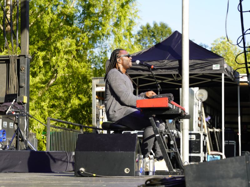 Blessing Offor performing for the Milton Hershey School community during a special chapel event.