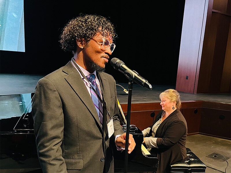 Milton Hershey School Visual and Performing Arts student Mohan Lall sings at Senior Chapel