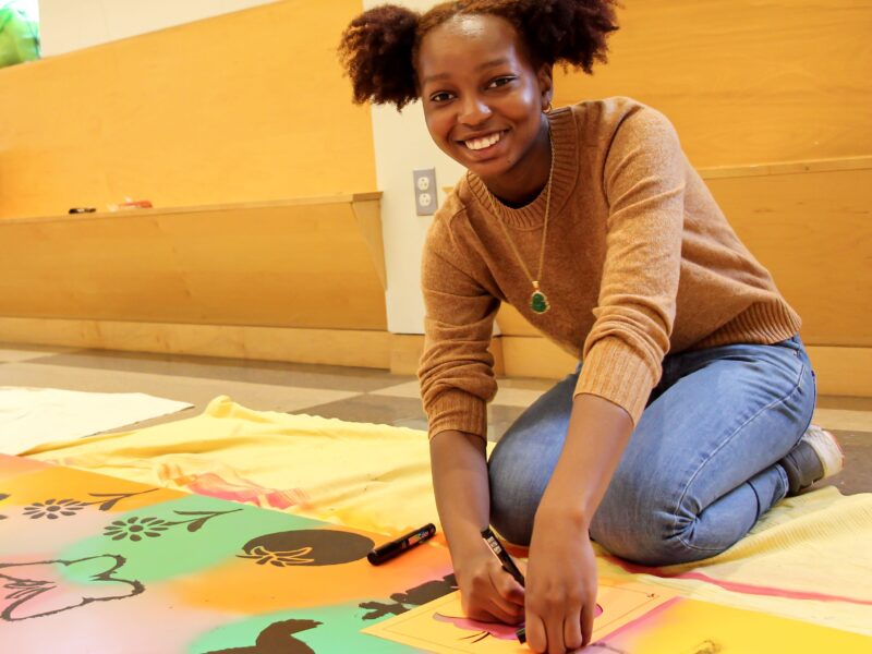 Milton Hershey School student participates in the mural project for Hershey Community Garden