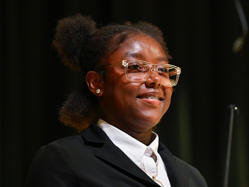 Milton Hershey School student speaker at eighth grade promotion ceremony