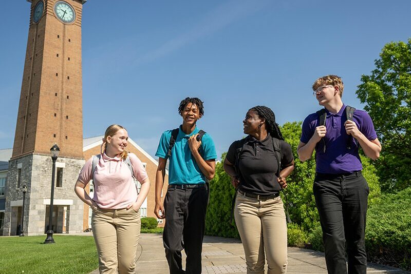 Students walking on campus