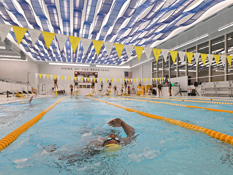 Milton Hershey School student swims in the pool.
