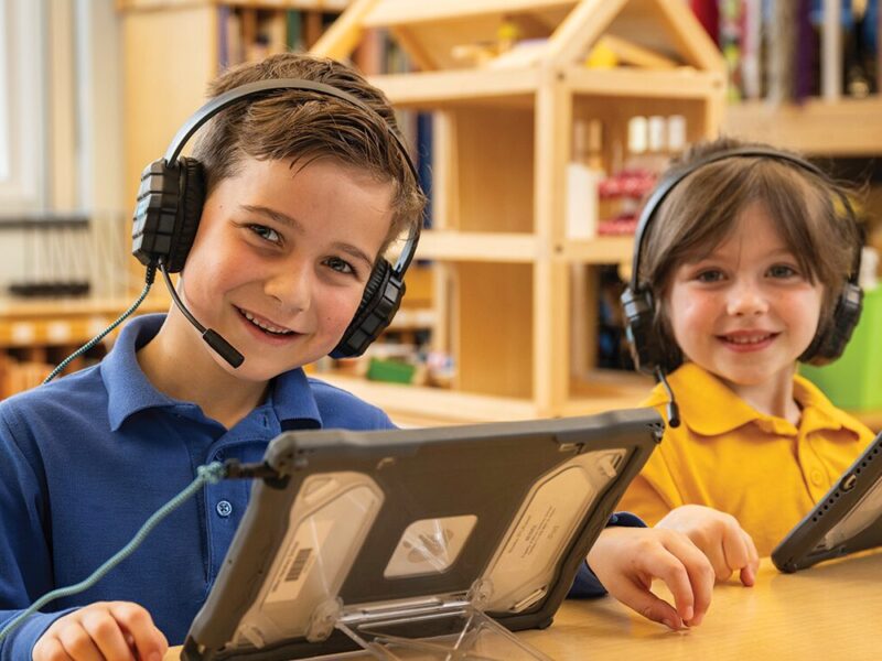 Milton Hershey School students using technology.