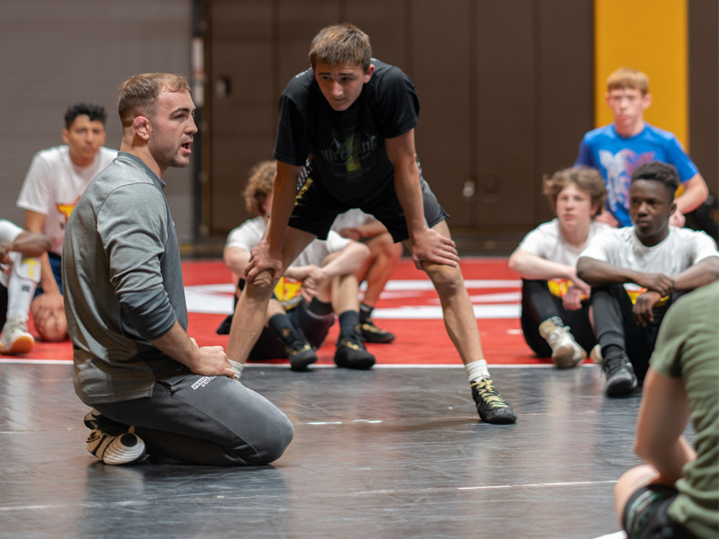 Wrestlers particpate in the TNT Wrestling Camp hosted by Milton Hershey School.