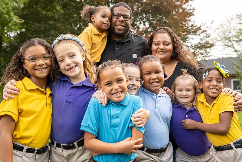 Elementary school students with their houseparents