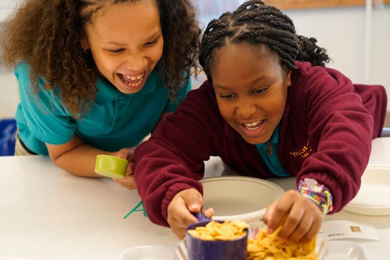 Milton Hershey School students practice portion control while learning about wholesome food.