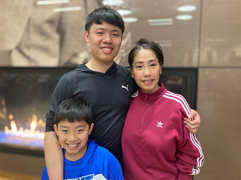 Amy Tran visits her sons, Andy and Justin, during Milton Hershey School's Winter Family Weekend.