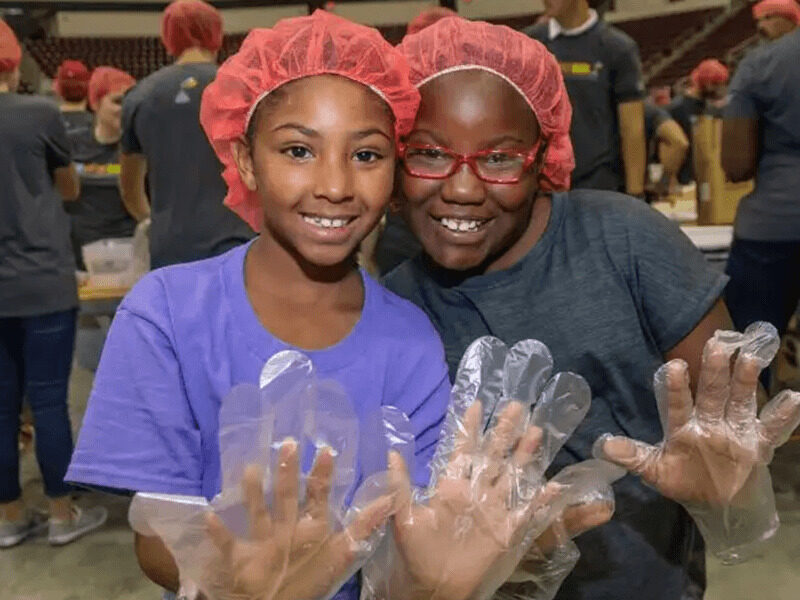 Milton Hershey School students packs meals for Rise Against Hunger.