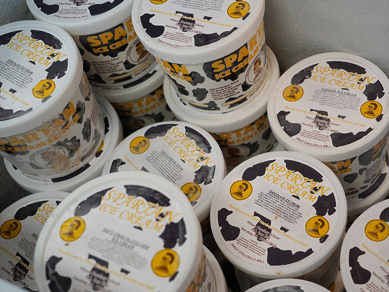 Ice cream made by Milton Hershey School Students available at the Spartan Ice Cream Center. 