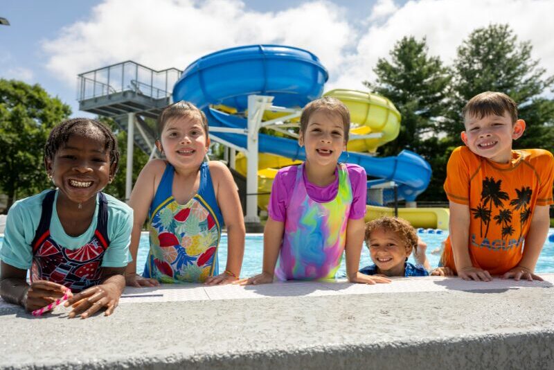 elementary students learning how to swim